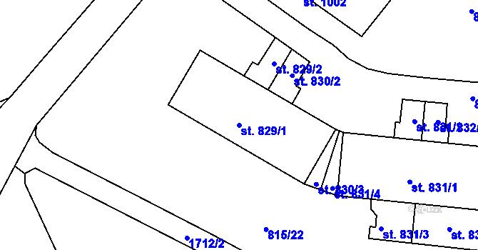 Parcela st. 829/1 v KÚ Jablonecké Paseky, Katastrální mapa
