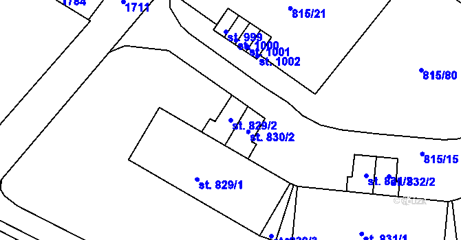 Parcela st. 829/2 v KÚ Jablonecké Paseky, Katastrální mapa