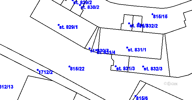 Parcela st. 831/4 v KÚ Jablonecké Paseky, Katastrální mapa