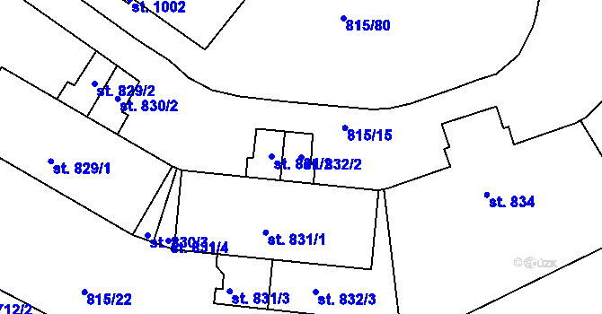 Parcela st. 832/2 v KÚ Jablonecké Paseky, Katastrální mapa