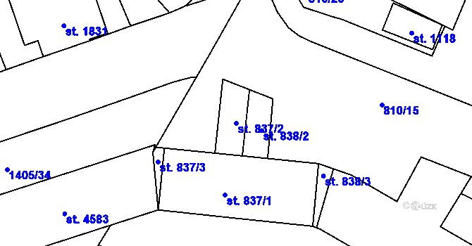 Parcela st. 837/2 v KÚ Jablonecké Paseky, Katastrální mapa