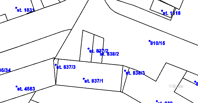 Parcela st. 838/2 v KÚ Jablonecké Paseky, Katastrální mapa
