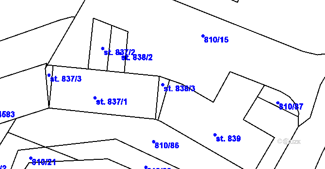 Parcela st. 838/3 v KÚ Jablonecké Paseky, Katastrální mapa