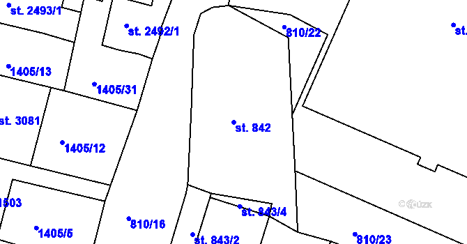 Parcela st. 842 v KÚ Jablonecké Paseky, Katastrální mapa
