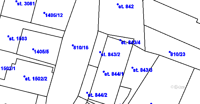 Parcela st. 843/2 v KÚ Jablonecké Paseky, Katastrální mapa