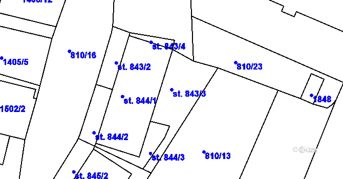 Parcela st. 843/3 v KÚ Jablonecké Paseky, Katastrální mapa