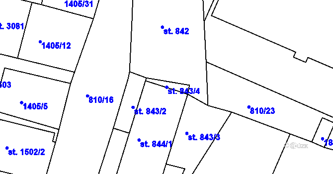 Parcela st. 843/4 v KÚ Jablonecké Paseky, Katastrální mapa