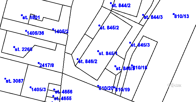Parcela st. 845/1 v KÚ Jablonecké Paseky, Katastrální mapa