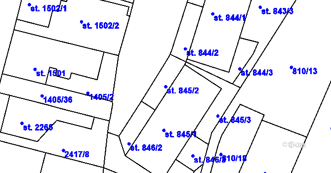 Parcela st. 845/2 v KÚ Jablonecké Paseky, Katastrální mapa