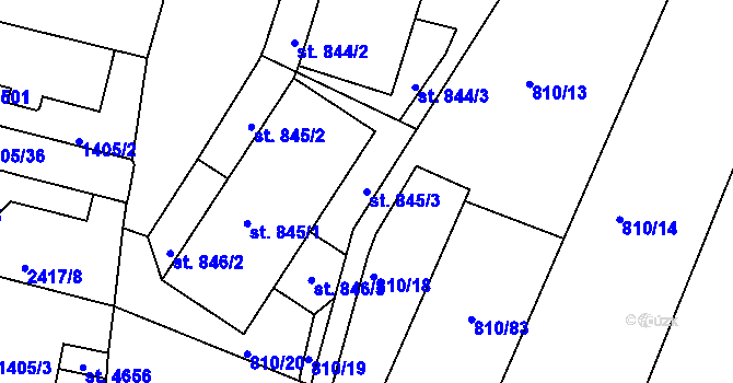 Parcela st. 845/3 v KÚ Jablonecké Paseky, Katastrální mapa