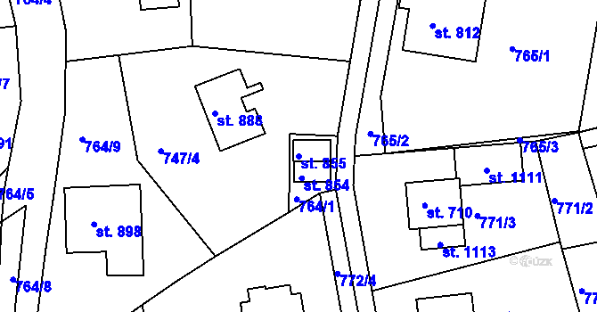 Parcela st. 855 v KÚ Jablonecké Paseky, Katastrální mapa