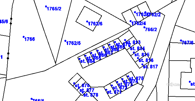 Parcela st. 867 v KÚ Jablonecké Paseky, Katastrální mapa