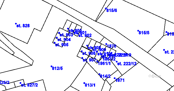 Parcela st. 908 v KÚ Jablonecké Paseky, Katastrální mapa