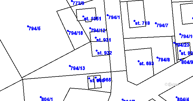 Parcela st. 932 v KÚ Jablonecké Paseky, Katastrální mapa