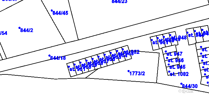 Parcela st. 955 v KÚ Jablonecké Paseky, Katastrální mapa