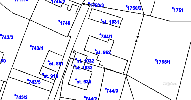 Parcela st. 962 v KÚ Jablonecké Paseky, Katastrální mapa