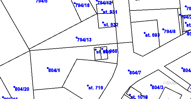 Parcela st. 966 v KÚ Jablonecké Paseky, Katastrální mapa
