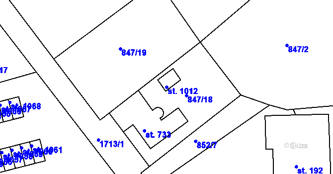 Parcela st. 1012 v KÚ Jablonecké Paseky, Katastrální mapa