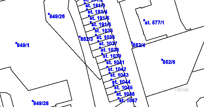Parcela st. 1039 v KÚ Jablonecké Paseky, Katastrální mapa