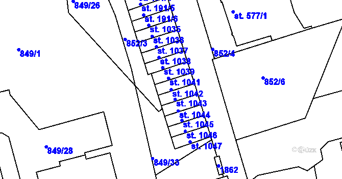 Parcela st. 1042 v KÚ Jablonecké Paseky, Katastrální mapa