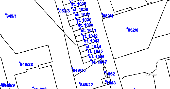 Parcela st. 1044 v KÚ Jablonecké Paseky, Katastrální mapa