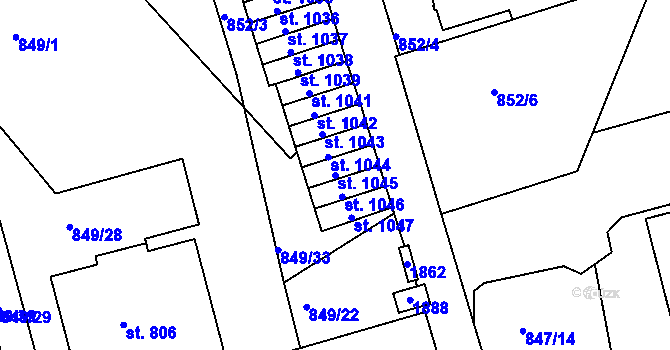 Parcela st. 1045 v KÚ Jablonecké Paseky, Katastrální mapa