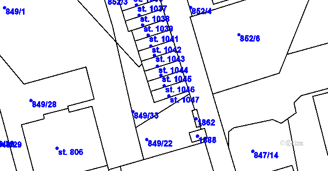 Parcela st. 1046 v KÚ Jablonecké Paseky, Katastrální mapa