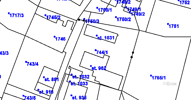 Parcela st. 744/1 v KÚ Jablonecké Paseky, Katastrální mapa