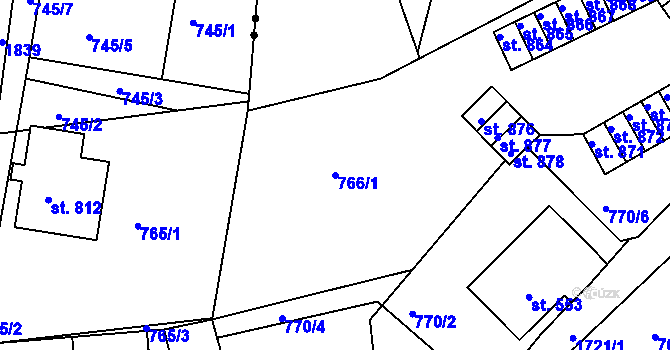 Parcela st. 766/1 v KÚ Jablonecké Paseky, Katastrální mapa