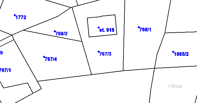 Parcela st. 767/3 v KÚ Jablonecké Paseky, Katastrální mapa