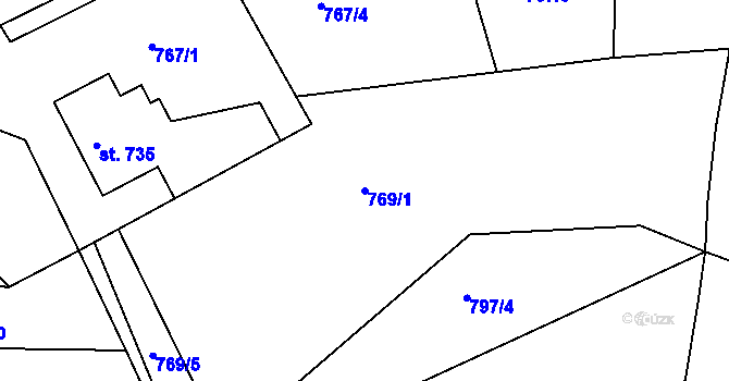 Parcela st. 769/1 v KÚ Jablonecké Paseky, Katastrální mapa