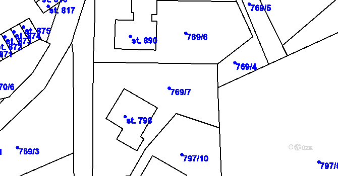 Parcela st. 769/7 v KÚ Jablonecké Paseky, Katastrální mapa