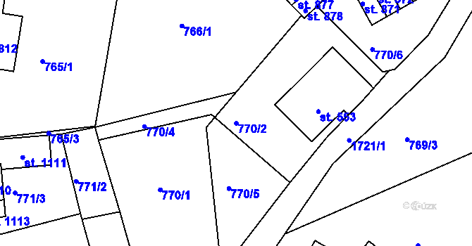 Parcela st. 770/2 v KÚ Jablonecké Paseky, Katastrální mapa
