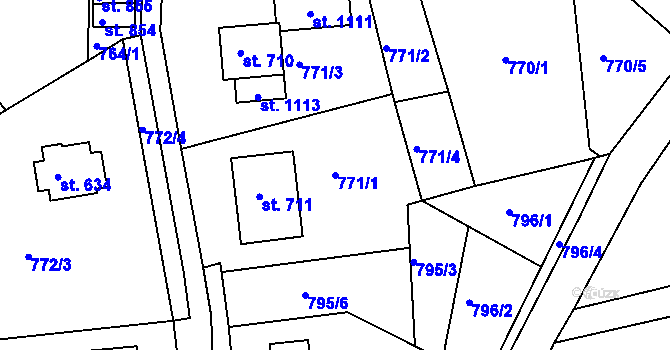 Parcela st. 771/1 v KÚ Jablonecké Paseky, Katastrální mapa