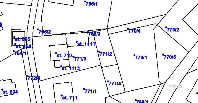 Parcela st. 771/2 v KÚ Jablonecké Paseky, Katastrální mapa