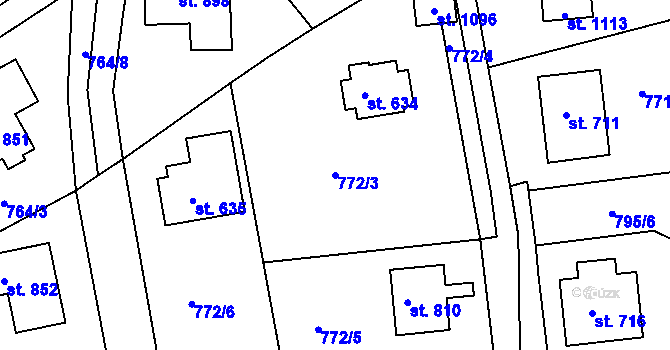 Parcela st. 772/3 v KÚ Jablonecké Paseky, Katastrální mapa