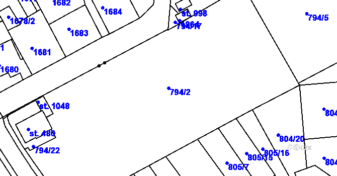 Parcela st. 794/2 v KÚ Jablonecké Paseky, Katastrální mapa