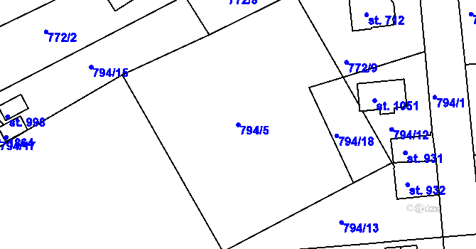 Parcela st. 794/5 v KÚ Jablonecké Paseky, Katastrální mapa