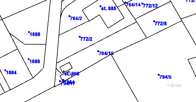 Parcela st. 794/15 v KÚ Jablonecké Paseky, Katastrální mapa