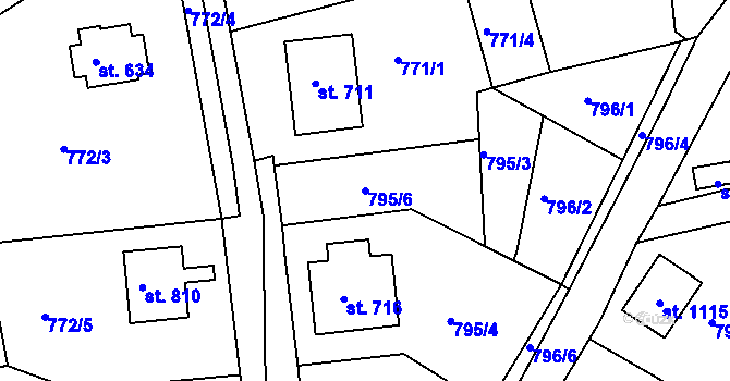 Parcela st. 795/6 v KÚ Jablonecké Paseky, Katastrální mapa