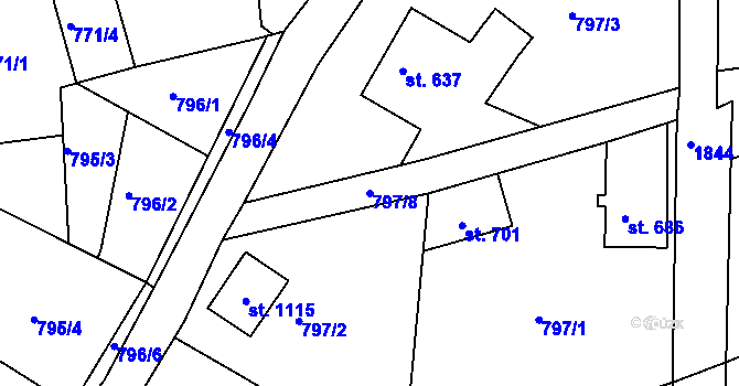 Parcela st. 797/8 v KÚ Jablonecké Paseky, Katastrální mapa