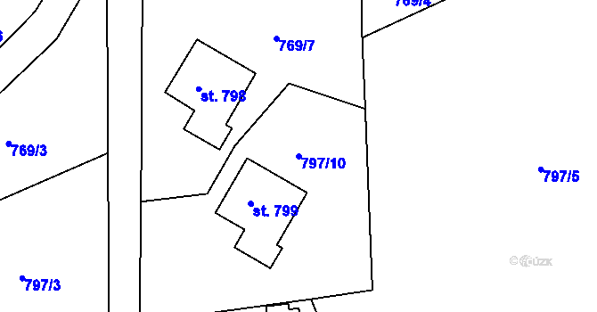 Parcela st. 797/10 v KÚ Jablonecké Paseky, Katastrální mapa