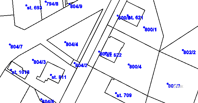 Parcela st. 800/6 v KÚ Jablonecké Paseky, Katastrální mapa
