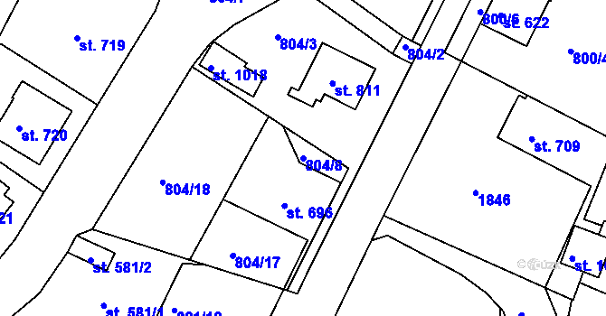 Parcela st. 804/8 v KÚ Jablonecké Paseky, Katastrální mapa