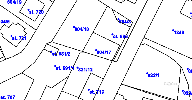 Parcela st. 804/17 v KÚ Jablonecké Paseky, Katastrální mapa