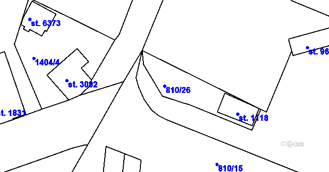 Parcela st. 810/26 v KÚ Jablonecké Paseky, Katastrální mapa