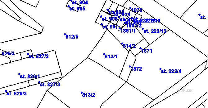 Parcela st. 813/1 v KÚ Jablonecké Paseky, Katastrální mapa