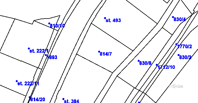 Parcela st. 814/7 v KÚ Jablonecké Paseky, Katastrální mapa
