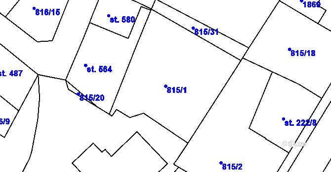 Parcela st. 815/1 v KÚ Jablonecké Paseky, Katastrální mapa