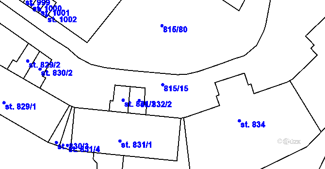 Parcela st. 815/15 v KÚ Jablonecké Paseky, Katastrální mapa